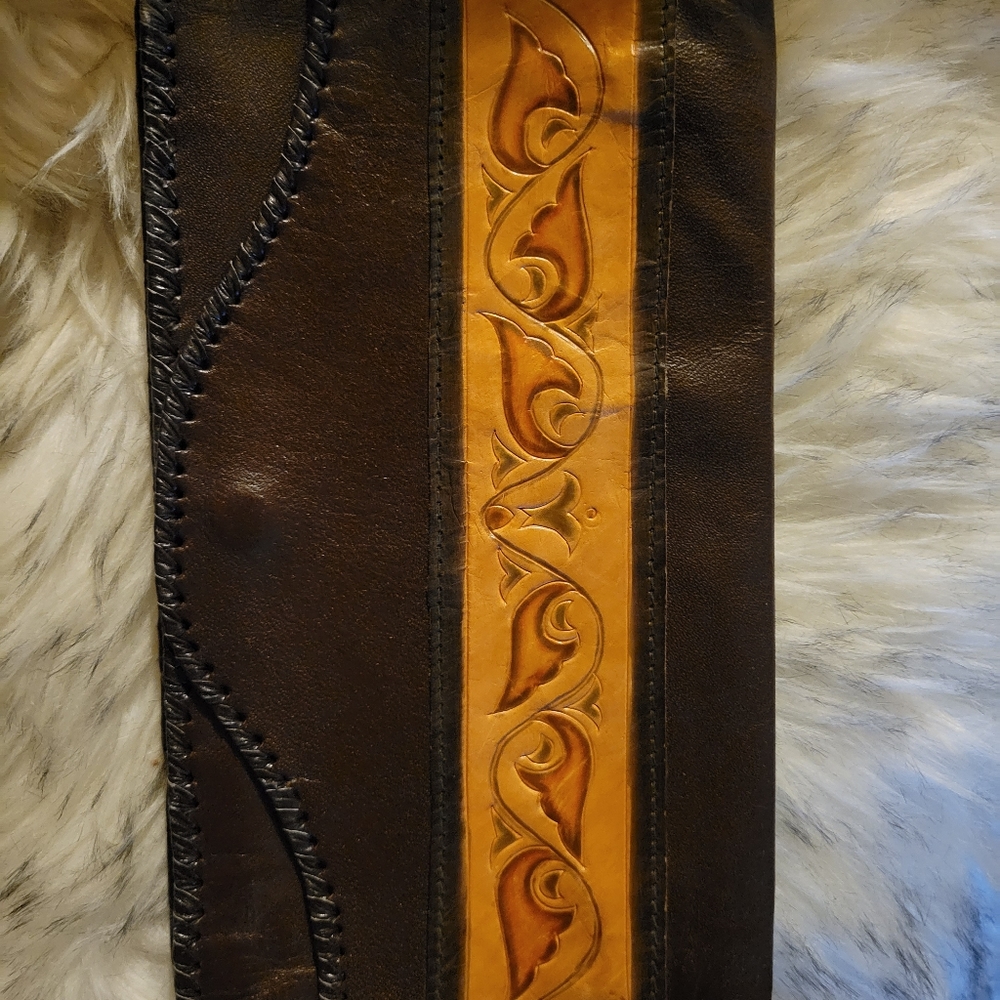 Hand Tooled Leather Envelope Clutch